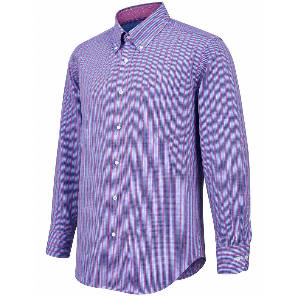 J. McLaughlin Button Down Shirt Men's M Pink Blue White Gingham Check Cotton EUC